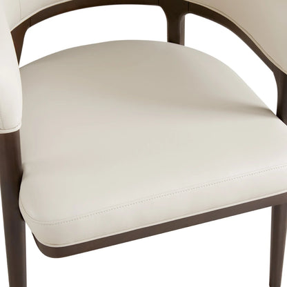 Erica Modern Taupe Leather Dining Chair With Walnut Wood Legs