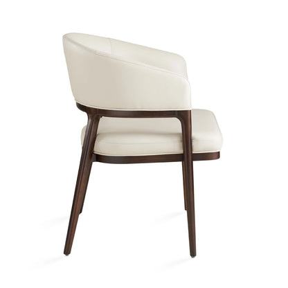 Erica Modern Taupe Leather Dining Chair With Walnut Wood Legs