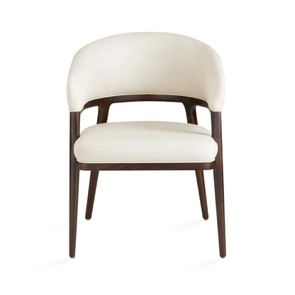 Erica Modern Taupe Leather Dining Chair With Walnut Wood Legs