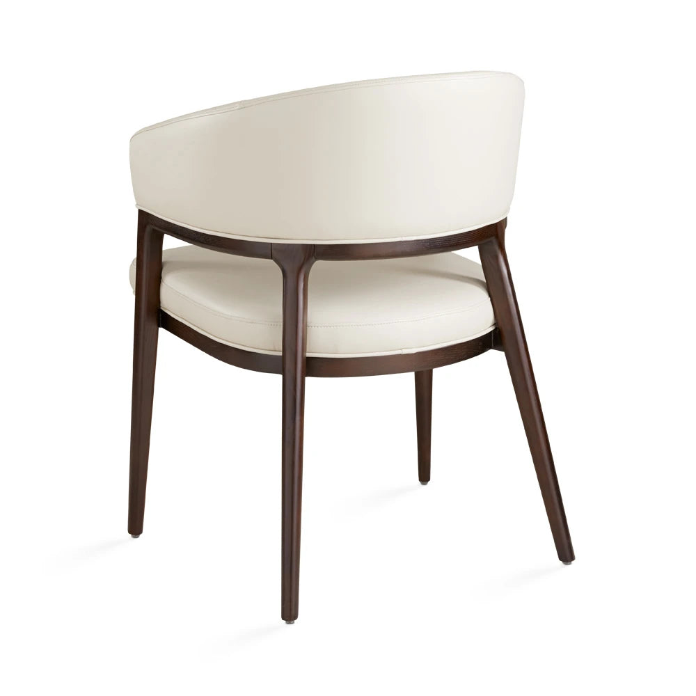 Erica Modern Taupe Leather Dining Chair With Walnut Wood Legs