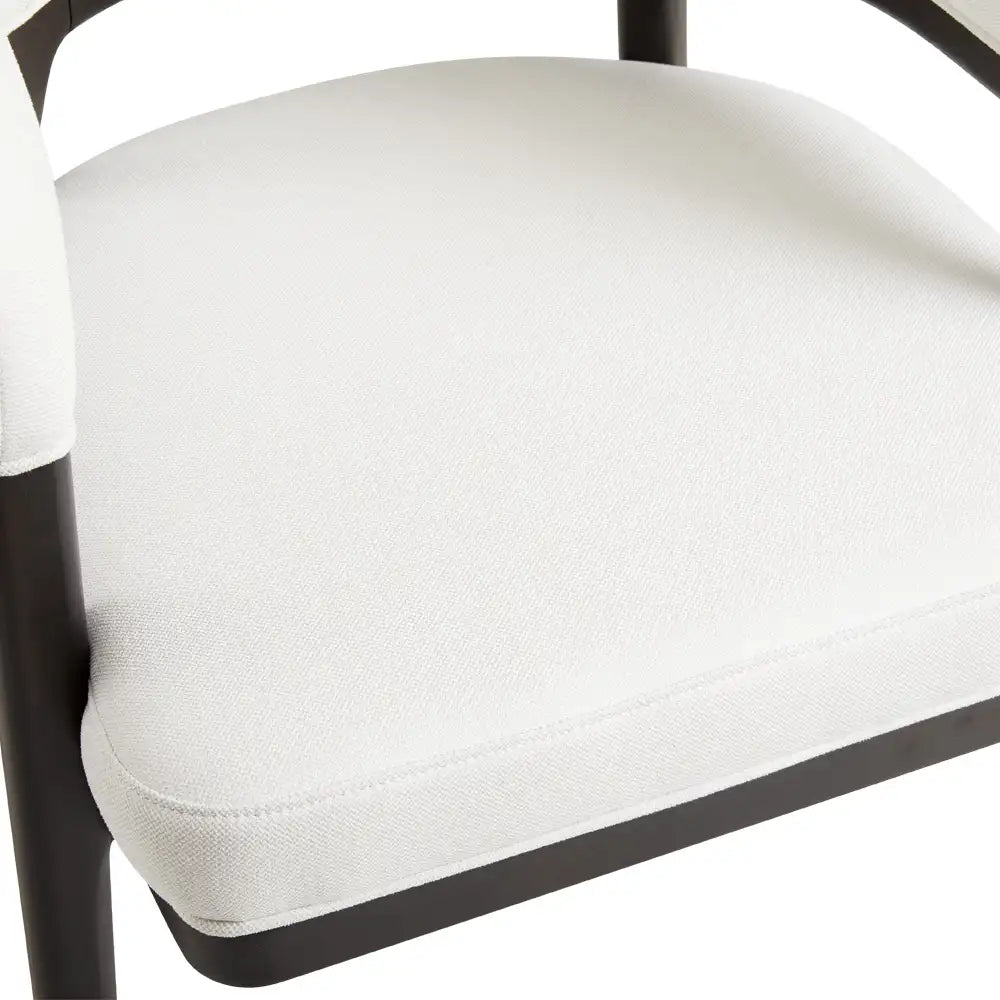 Erica White Linen Dining Chair with Walnut-Finished Wood Legs