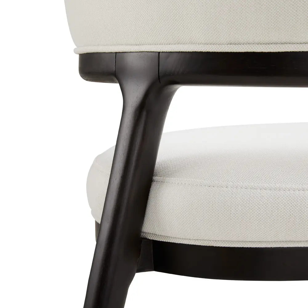 Erica White Linen Dining Chair with Walnut-Finished Wood Legs