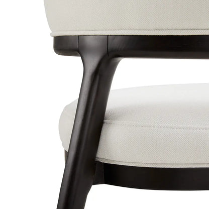 Erica White Linen Dining Chair with Walnut-Finished Wood Legs