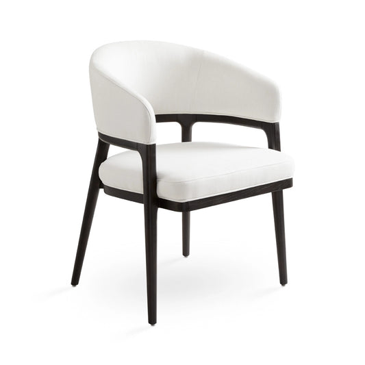 Erica White Linen Dining Chair with Walnut-Finished Wood Legs