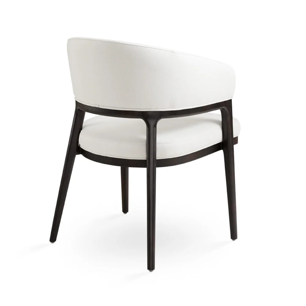 Erica White Linen Dining Chair with Walnut-Finished Wood Legs