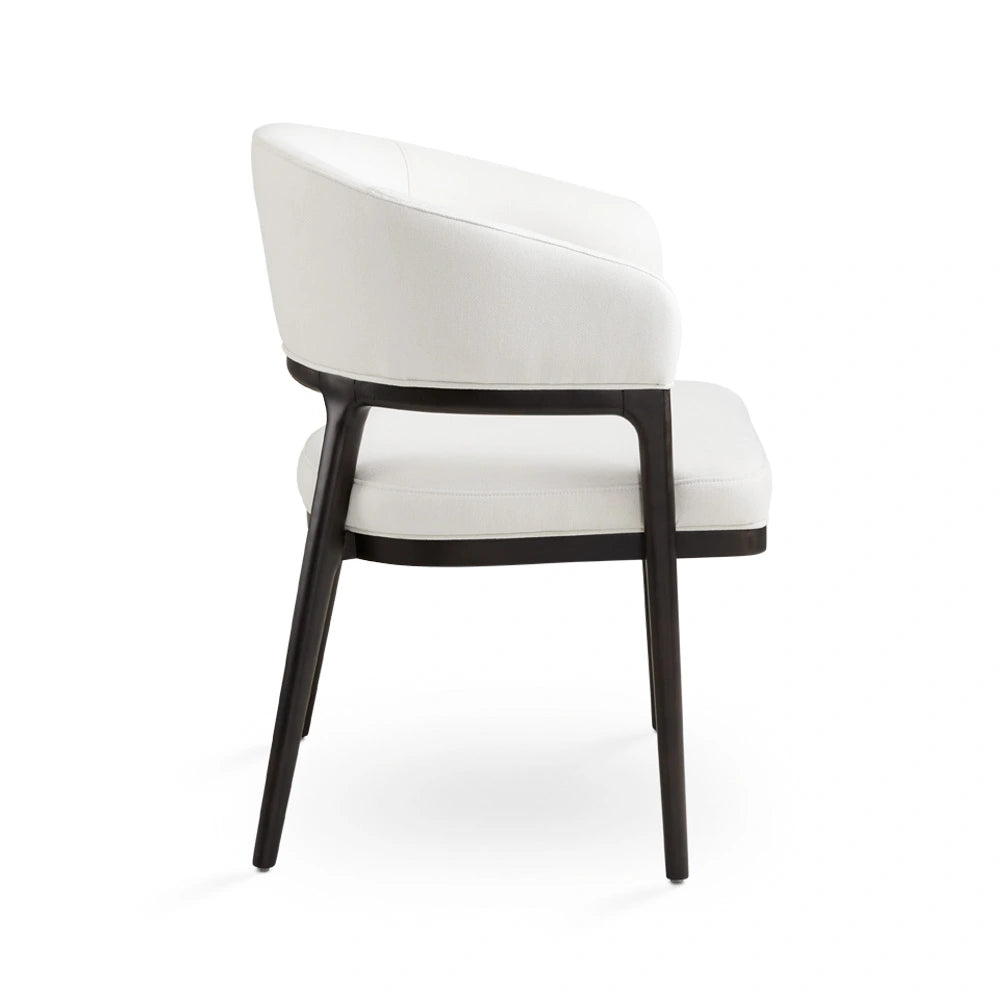 Erica White Linen Dining Chair with Walnut-Finished Wood Legs