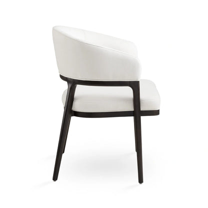 Erica White Linen Dining Chair with Walnut-Finished Wood Legs