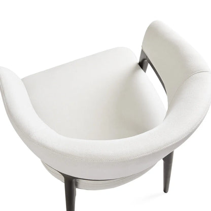 Erica White Linen Dining Chair with Walnut-Finished Wood Legs