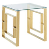Eros Glass Accent Table – Modern Geometric Side Table in Silver or Gold