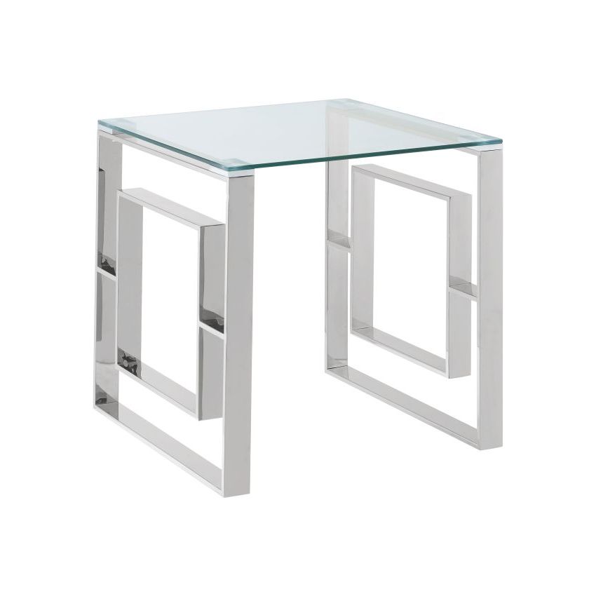Eros Glass Accent Table – Modern Geometric Side Table in Silver or Gold