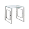 Eros Glass Accent Table – Modern Geometric Side Table in Silver or Gold