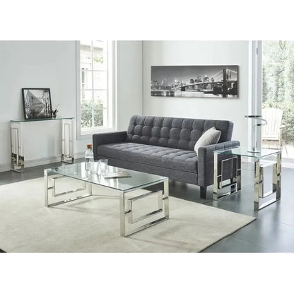 Eros Glass Accent Table – Modern Geometric Side Table in Silver or Gold