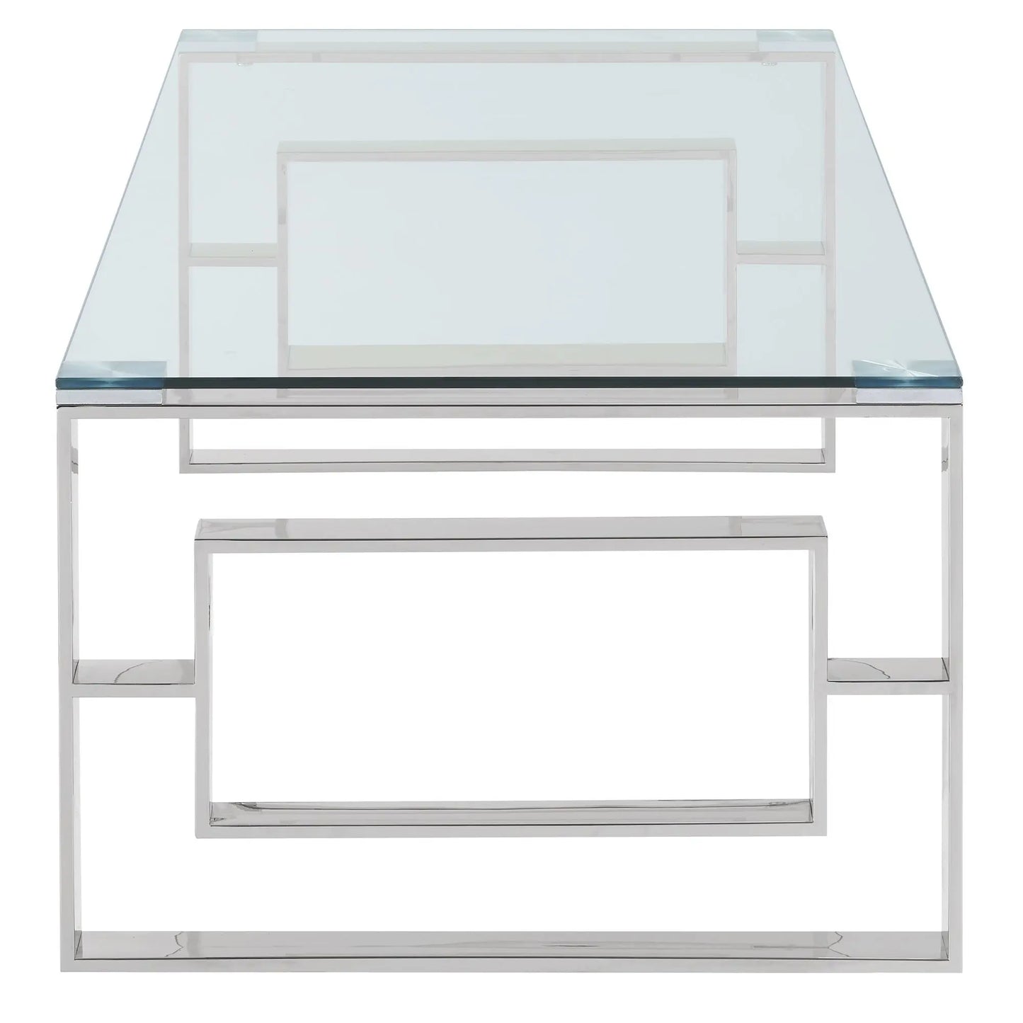 Eros Modern Glass Coffee Table With Stainless Steel Frame