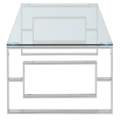 Eros Modern Glass Coffee Table With Stainless Steel Frame