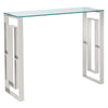 Eros Modern Glass Console Table in Silver with Stainless Steel Frame
