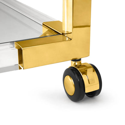Esme Gold Bar Cart with Glass Shelves – Elegant & Compact Design
