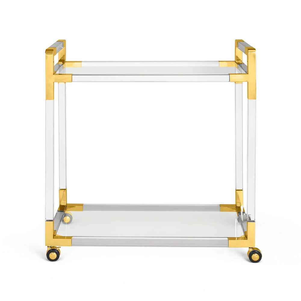 Esme Gold Bar Cart with Glass Shelves – Elegant & Compact Design
