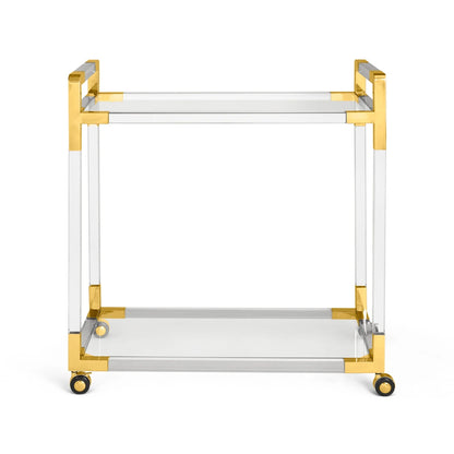 Esme Gold Bar Cart with Glass Shelves – Elegant & Compact Design