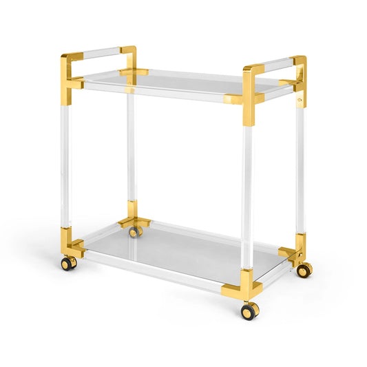 Esme Gold Bar Cart with Glass Shelves – Elegant & Compact Design
