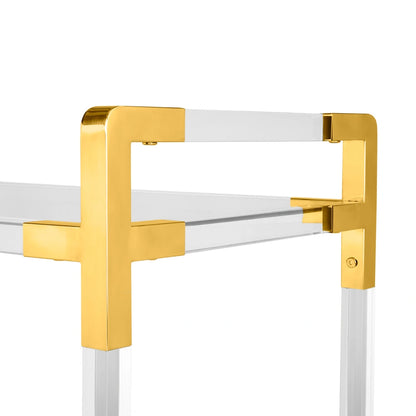 Esme Gold Bar Cart with Glass Shelves – Elegant & Compact Design