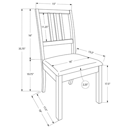 Espresso Dining Chairs - Leather-Look Seats and Slat Back Design - 2pcs