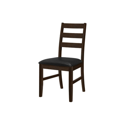 Espresso Dining Chairs – Black PU Seat – 37" High - Set of 2
