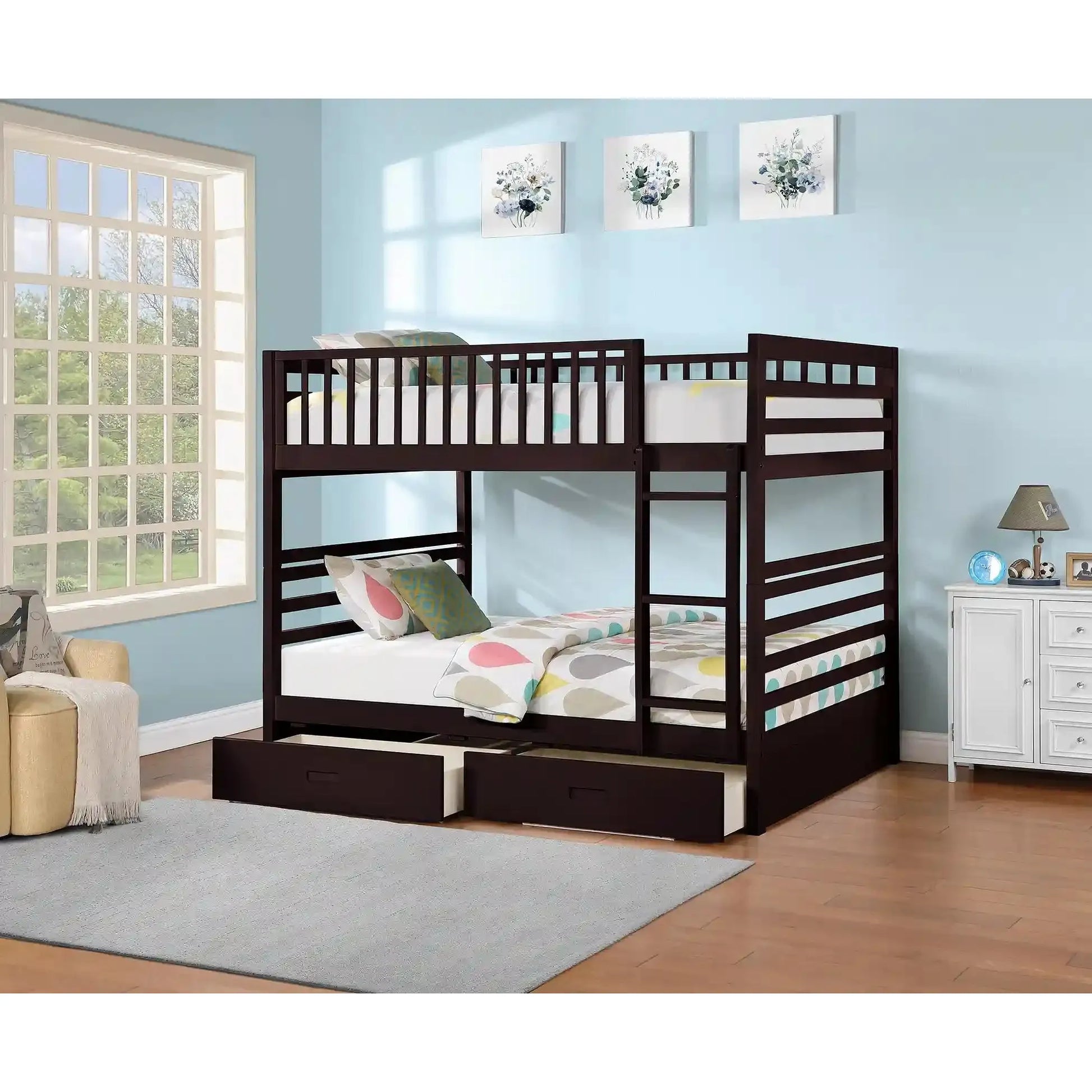 Espresso Bunk Bed with Storage