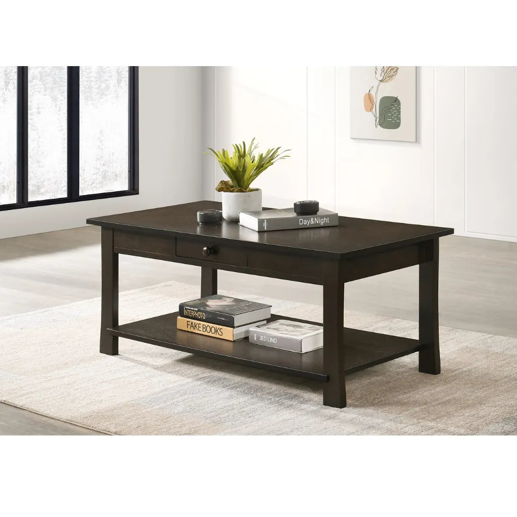 Espresso wood coffee table for living room