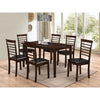 Dining room set with a espresso wood table and PU chairs