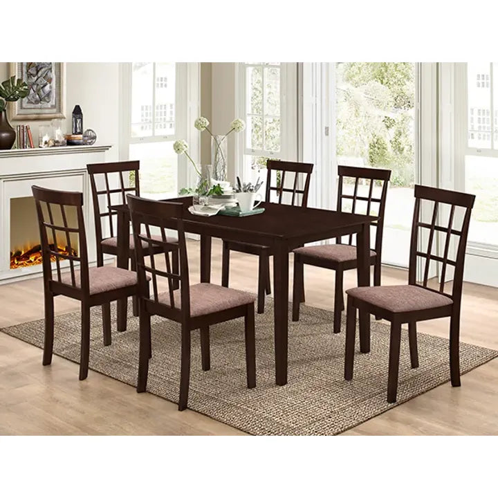 Dining room set for six people