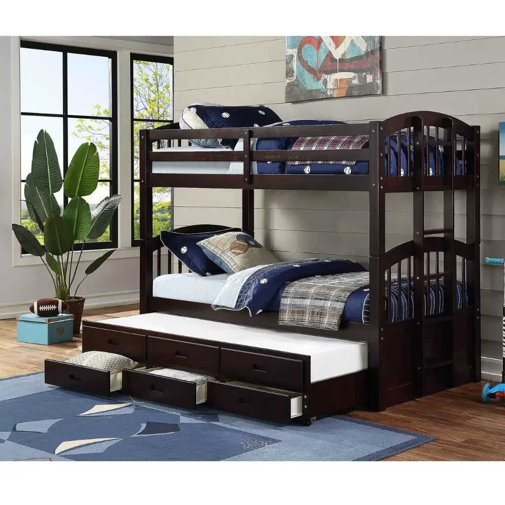 Espresso Bunk bed with pull-out trundle