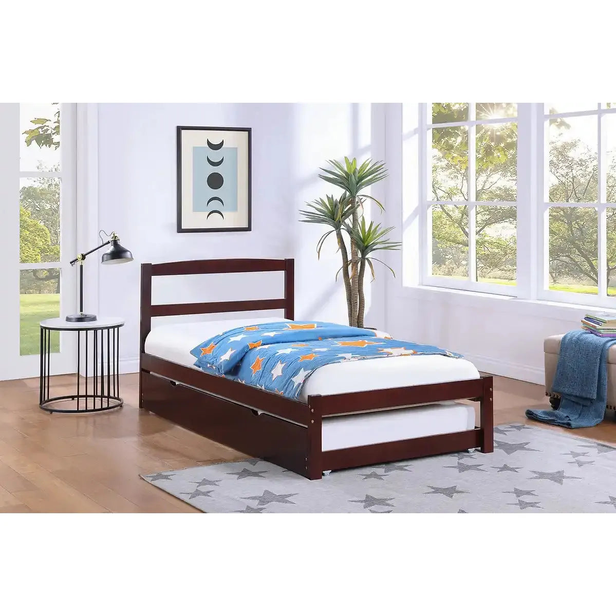 Espresso Wooden trundle bed