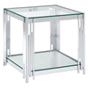 Estrel Gold Accent Table with Glass & Mirror Shelves