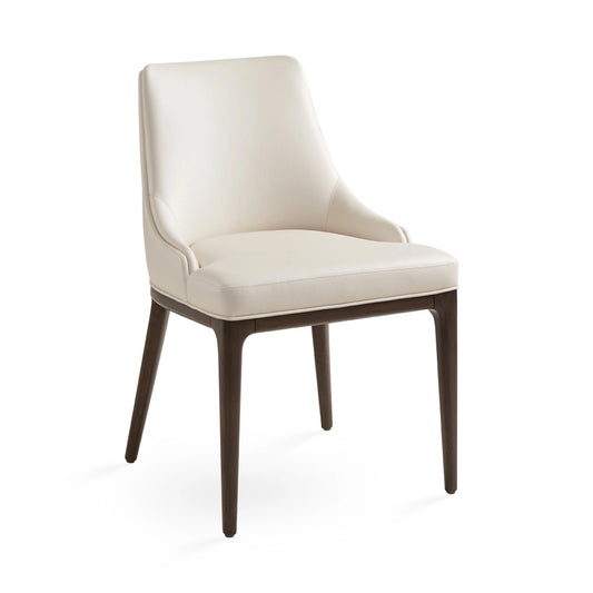 Everett Taupe Leather Dining Chair With Solid Wood Legs