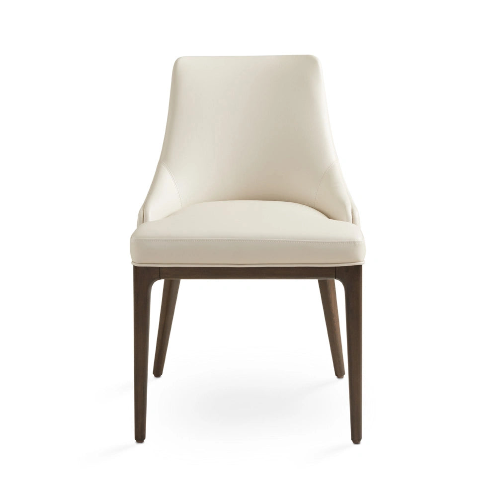 Everett Taupe Leather Dining Chair With Solid Wood Legs