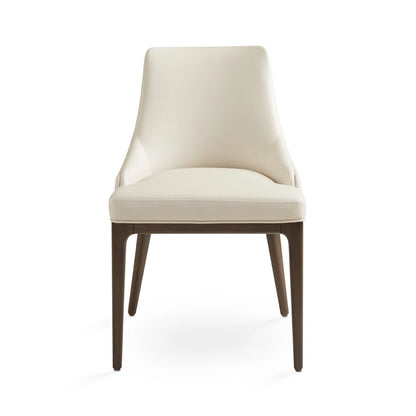 Everett Taupe Leather Dining Chair With Solid Wood Legs