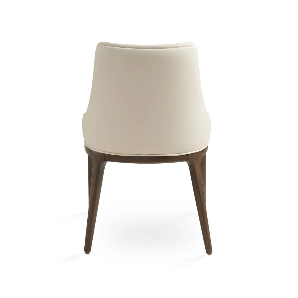 Everett Taupe Leather Dining Chair With Solid Wood Legs