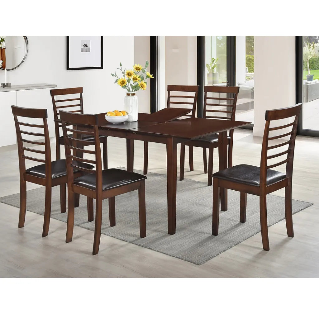 Expandable 7‑Piece Wooden Dining Set