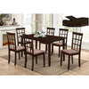Dining room set with Espresso wood table and fabric cushioned chairs