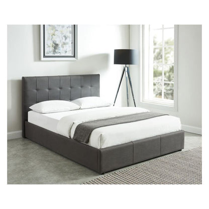 Extara 78" King Storage Platform Bed in Grey Faux Nubuck