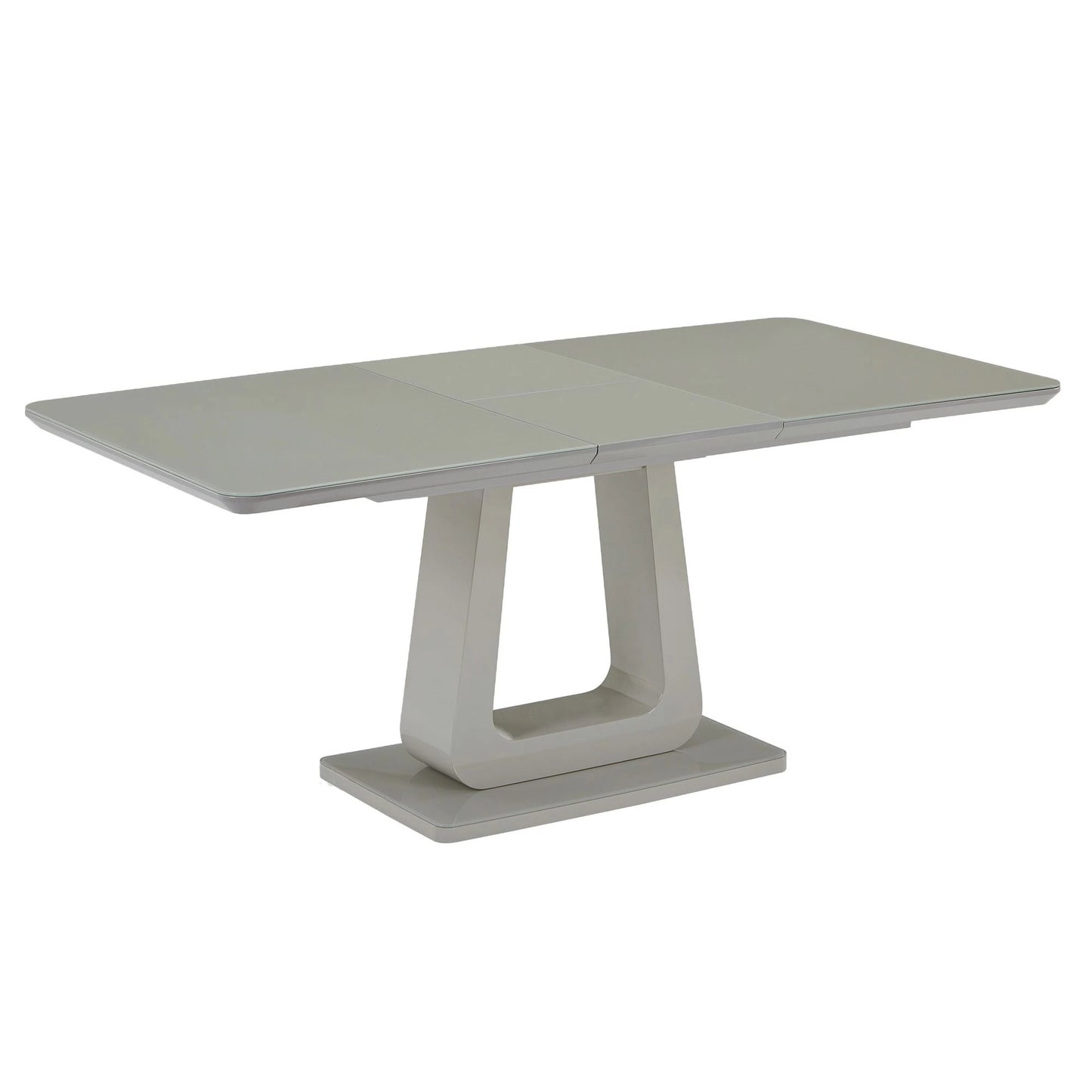 Extendable Dining Table – Corvus Grey Glass Modern Pedestal Table