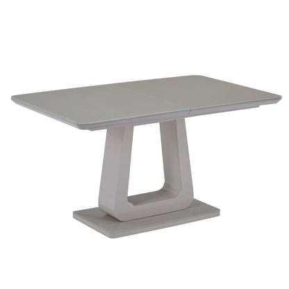 Extendable Dining Table – Corvus Grey Glass Modern Pedestal Table