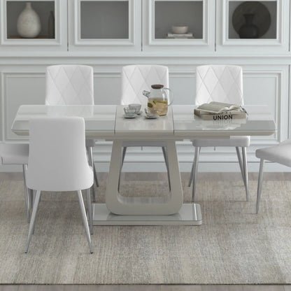 Extendable Dining Table – Corvus Grey Glass Modern Pedestal Table