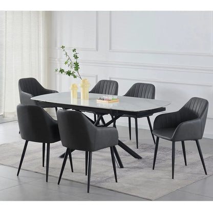 Extendable Dining Set with six black chairs for dining room in Montreal
