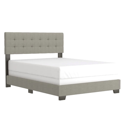 Exton Tufted Queen Bed in Light Grey – Adjustable Headboard