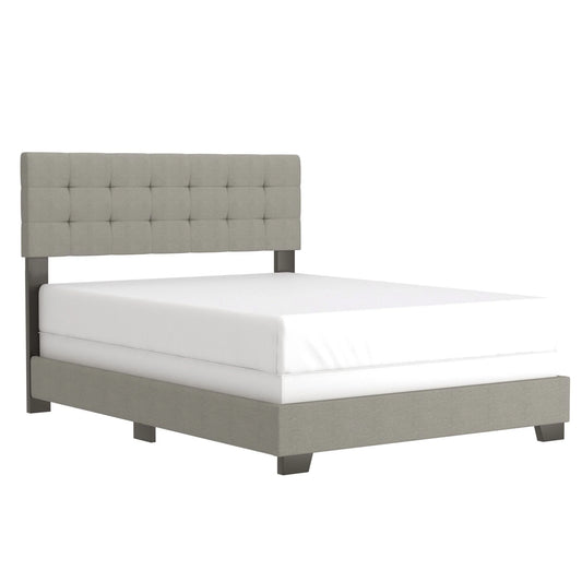 Exton Tufted Queen Bed in Light Grey – Adjustable Headboard