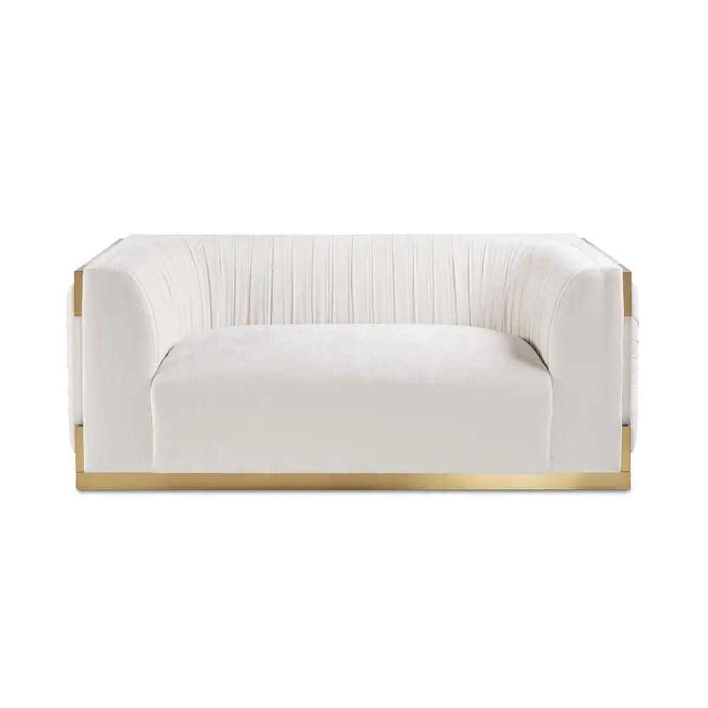 Vanilla Fabric Loveseat with Gold Frame – Paloma Contessa Sofa