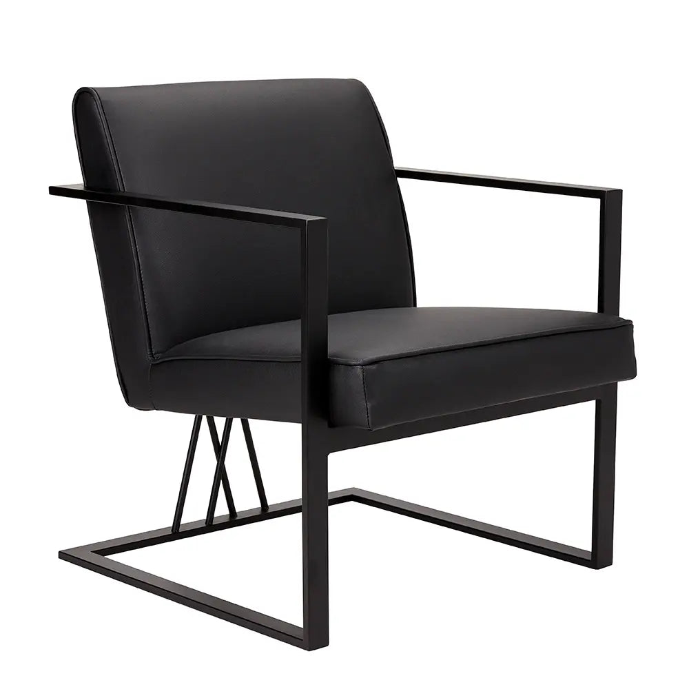 Fairmont Black Faux Leather Accent Chair With Sturdy Steel Frame
