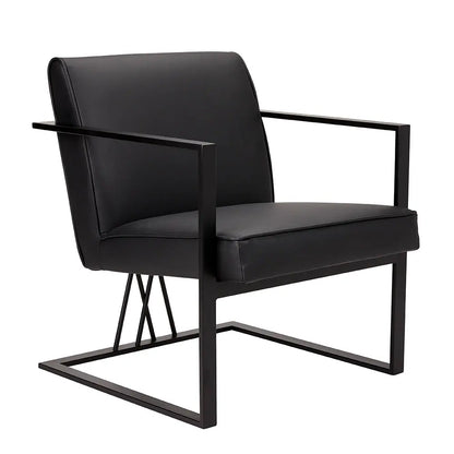 Fairmont Black Faux Leather Accent Chair With Sturdy Steel Frame
