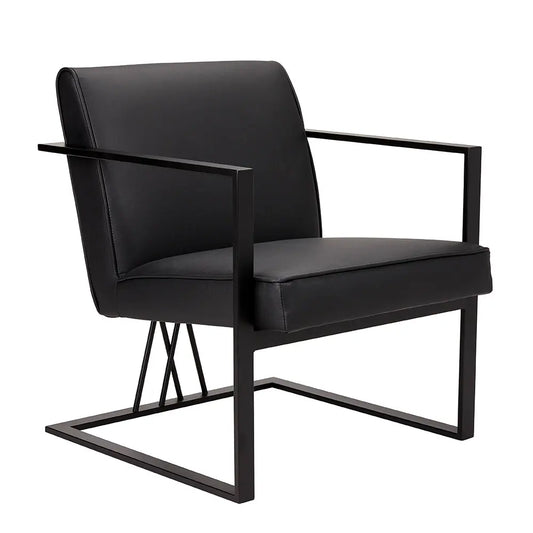 Fairmont Black Faux Leather Accent Chair With Sturdy Steel Frame